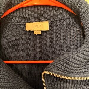 LOFT Women’s Dark Blue Zip-Up Sweater